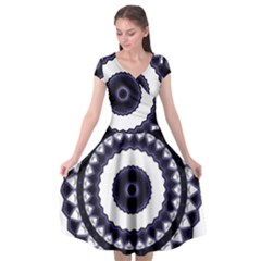 Design Mandala Pattern Circular Cap Sleeve Wrap Front Dress by Pakrebo