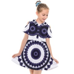 Design Mandala Pattern Circular Kids  Short Sleeve Shirt Dress