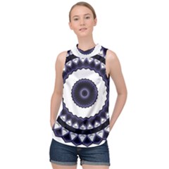 Design Mandala Pattern Circular High Neck Satin Top