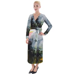 Art Abstract Painting Velvet Maxi Wrap Dress