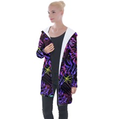 Leaves Nature Design Plant Longline Hooded Cardigan by Pakrebo