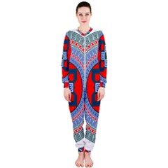 Design Circular Aztec Symbol Onepiece Jumpsuit (ladies)  by Pakrebo