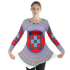 Design Circular Aztec Symbol Long Sleeve Tunic 