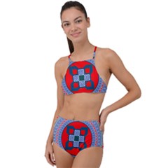 Design Circular Aztec Symbol High Waist Tankini Set