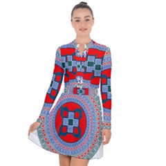 Design Circular Aztec Symbol Long Sleeve Panel Dress by Pakrebo