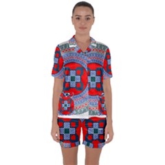 Design Circular Aztec Symbol Satin Short Sleeve Pyjamas Set by Pakrebo