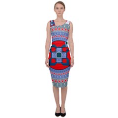 Design Circular Aztec Symbol Sleeveless Pencil Dress