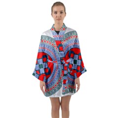 Design Circular Aztec Symbol Long Sleeve Kimono Robe by Pakrebo