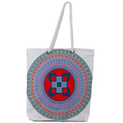 Design Circular Aztec Symbol Full Print Rope Handle Tote (large) by Pakrebo