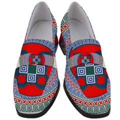 Design Circular Aztec Symbol Women s Chunky Heel Loafers