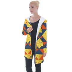 Background Geometric Color Longline Hooded Cardigan