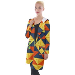 Background Geometric Color Hooded Pocket Cardigan