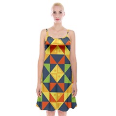 Background Geometric Color Spaghetti Strap Velvet Dress by Pakrebo