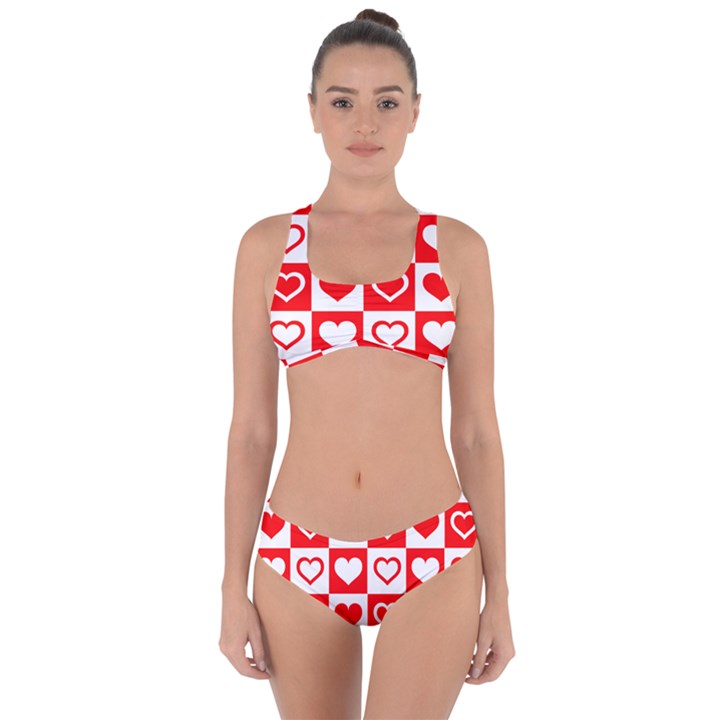 Background Card Checker Chequered Criss Cross Bikini Set