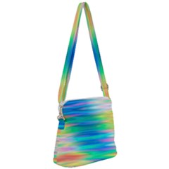 Wave Rainbow Bright Texture Zipper Messenger Bag by Pakrebo