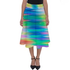 Wave Rainbow Bright Texture Perfect Length Midi Skirt by Pakrebo