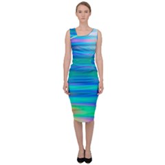 Wave Rainbow Bright Texture Sleeveless Pencil Dress