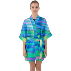 Wave Rainbow Bright Texture Quarter Sleeve Kimono Robe