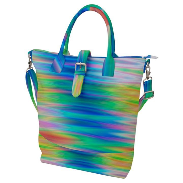 Wave Rainbow Bright Texture Buckle Top Tote Bag