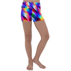 Abstract Background Colorful Pattern Kids  Lightweight Velour Yoga Shorts