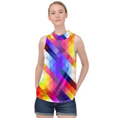 Abstract Background Colorful Pattern High Neck Satin Top