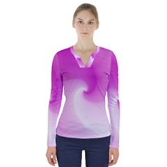 Abstract Spiral Pattern Background V-neck Long Sleeve Top by Pakrebo