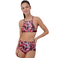 Black Red  High Waist Tankini Set