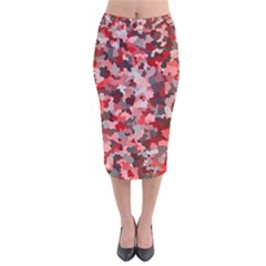 Black Red  Velvet Midi Pencil Skirt by artifiart