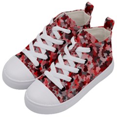 Black Red  Kids  Mid-top Canvas Sneakers by artifiart