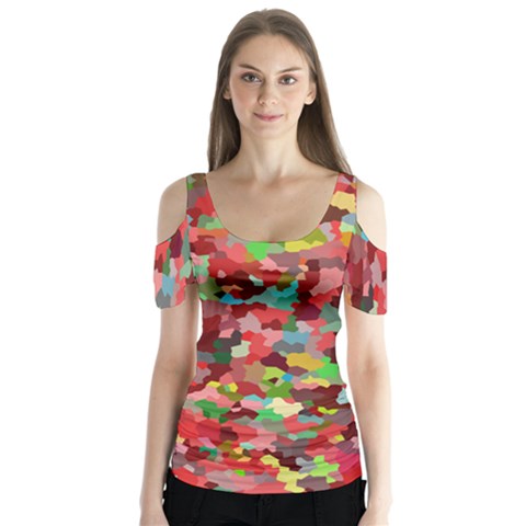 Redy Butterfly Sleeve Cutout Tee  by artifiart