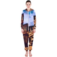 Street Architecture Building Hooded Jumpsuit (ladies) 