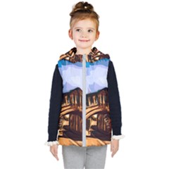 Street Architecture Building Kids  Hooded Puffer Vest by Pakrebo