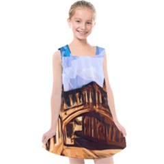 Street Architecture Building Kids  Cross Back Dress by Pakrebo