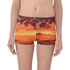 Field Sunset Orange Sky Land Boyleg Bikini Bottoms by Pakrebo