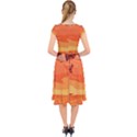 Field Sunset Orange Sky Land Cap Sleeve Front Wrap Midi Dress View2