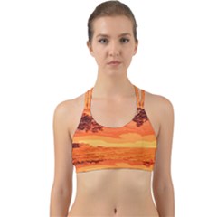 Field Sunset Orange Sky Land Back Web Sports Bra by Pakrebo