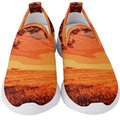 Field Sunset Orange Sky Land Kids  Slip On Sneakers