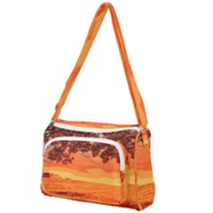 Field Sunset Orange Sky Land Front Pocket Crossbody Bag