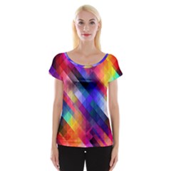 Abstract Background Colorful Pattern Cap Sleeve Top by Pakrebo