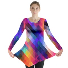 Abstract Background Colorful Pattern Long Sleeve Tunic 