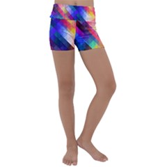 Abstract Background Colorful Pattern Kids  Lightweight Velour Yoga Shorts