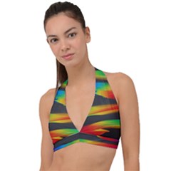 Colorful Background Halter Plunge Bikini Top