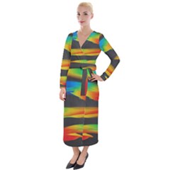 Colorful Background Velvet Maxi Wrap Dress