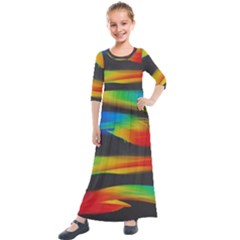 Colorful Background Kids  Quarter Sleeve Maxi Dress by Pakrebo