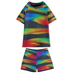 Colorful Background Kids  Swim Tee And Shorts Set by Pakrebo