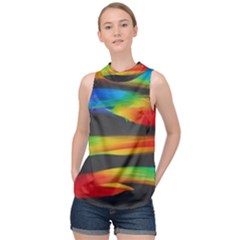 Colorful Background High Neck Satin Top