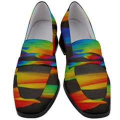 Colorful Background Women s Chunky Heel Loafers