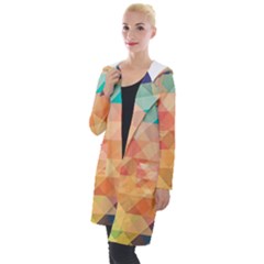 Texture Background Squares Tile Hooded Pocket Cardigan