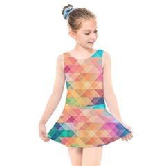 Texture Background Squares Tile Kids  Skater Dress Swimsuit by Pakrebo