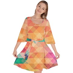 Texture Background Squares Tile Velour Kimono Dress